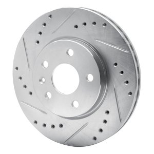 Chevrolet Bolt EV Brake Rotor (1) - Front Left - R1 Concepts - Drilled & Slotted - Silver - `11-`23